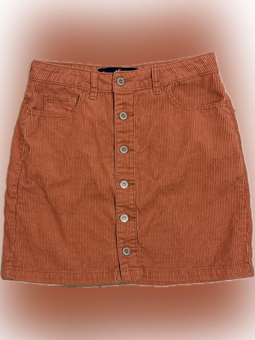 Hollister Rust Corduroy Button-Front Mini Skirt